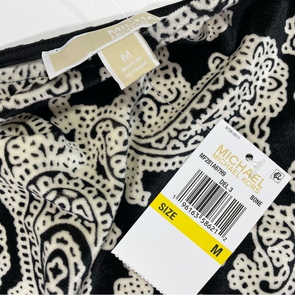 New Michael Kors Velvet Paisley One Shoulder Dress Chain Strap - Picture 5 of 7